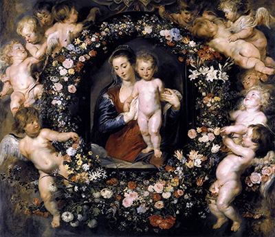 Madonna in Floral Wreath Peter Paul Rubens